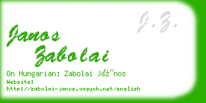 janos zabolai business card